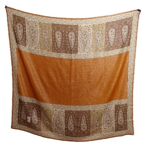 YVES SAINT LAURENT- Gold Metallic Wool Scarf - Picture 1 of 2
