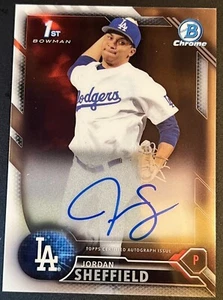 2016 Bowman Draft Chrome #CDA-JS Jordan Sheffield Los Angeles Dodgers Auto - Picture 1 of 2