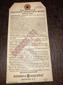 Fractional Horsepower Motor Instructions General Electric - Picture 1 of 4