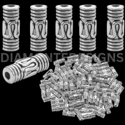 100  Pcs 8mm Tibetan Silver Tube Spacer Beads Jewellery Craft Beading  Bead C258 - Image 1 of 3