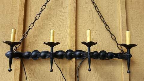 Antique Spanish/Gothic Revival Hand Forged Four Light Wall Candleabra Cover