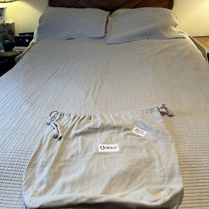 Quince Ribbed Cotton Coverlet Set Queen/Full Light Grey 2 Shams