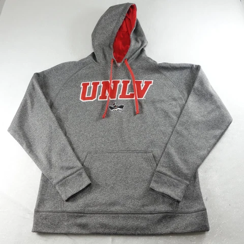 Champion x UNLV Rebels Hoodie Mens Medium Gray Spellout Logo Sweater Hooded Cover