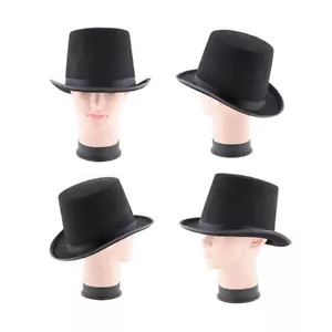 Adult Children Party Costume Top Hat Party Magician Hat Wedding Fedora Black New - Picture 1 of 7