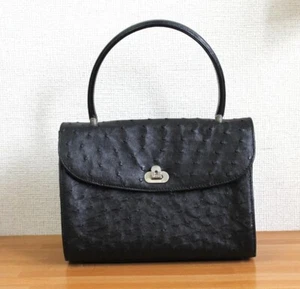 KWANPEN Handbag Purse Satchel Leather in Black USED Mint Cond Shipping From JPN! - Picture 1 of 7