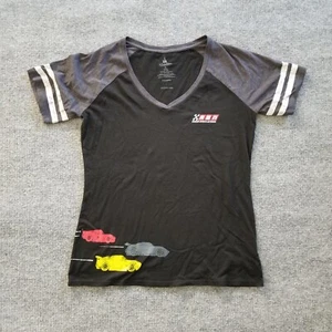 Disney Parks Racing Sports Network RSN Women T-Shirt L Black V-Neck Graphic - Picture 1 of 11