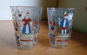 PASSENDES PAAR 6-SEITIGE SALVIATI VENEZIANISCHE GLASBECHER EMAILLE VERZIERT 1890er - Bild 1 von 11