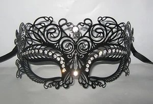 Black Filigree Metal Venetian Party Masquerade Mask No 9 * NEW * - Picture 1 of 1