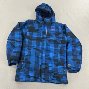 Columbia Youth Winter Jacket Medium Blue Camo Omni-Tech Outgrown Waterproof Coat - Picture 1 of 14