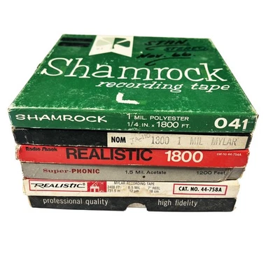 Lote de 5 cintas carrete a carrete vintage en blanco años 60-70 contenido desconocido con caja Foto 1 de 4