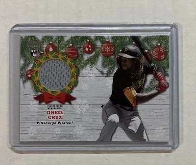 2022 TOPPS HOLIDAY ONEIL CRUZ ROOKIE RELIC PLAYER WORN JERSEY #WRC-OC 🏴‍☠️ - Image 1 of 2