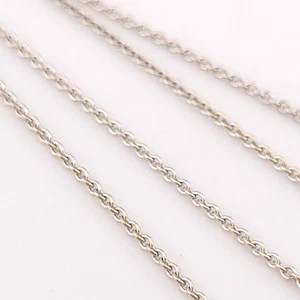 14k White Gold 1.3" mm Diamond Cut Rolo Link Thin 16' Inch Chain Necklace Italy - Picture 1 of 12