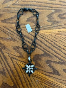 ROBERT ROSE BLACK METAL WITH CRYSTAL PENDANT NWT - Picture 1 of 4