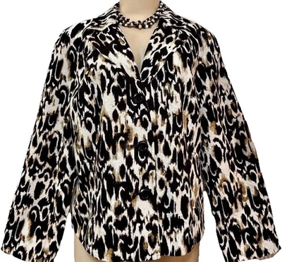 Womens jacket size L boho button blazer cotton career work party top gorgeous - Image 1 of 4