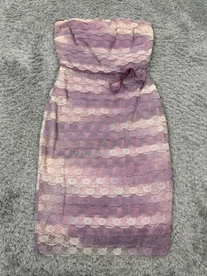 Kay Unger Dress Women 2 Pink Ombre Tie Dye Floral Lace Sheath Cocktail Mini Vtg - image 1 of 4