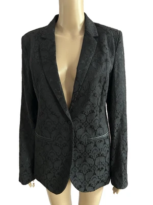 GESTUZ Black Cotton Blend Jacquard Blazer Jacket UK 8 US 4 EU 36 Perfect - Image 1 of 4