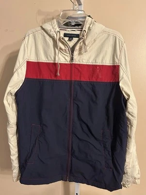 Vintage Tommy Hilfiger Jacket Mens M  Y2K Red Ivory Blue Weatherproof Lined Coat - Image 1 of 4