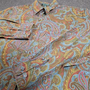 Lauren Ralph Lauren Paisley All Over Print Button-Up Shirt Women Large - Picture 1 of 11