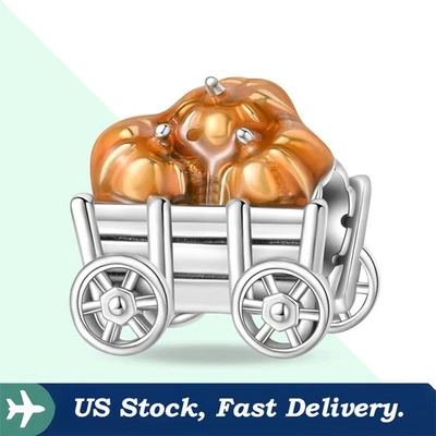KUNSIR 925 Sterling Silver Charm for Bracelet Farm Pumpkin Stack Bead Charm DIY - Image 1 of 4