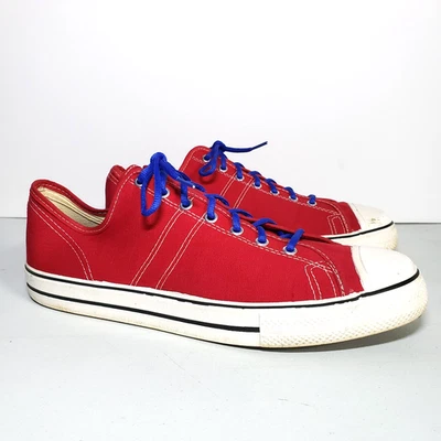 50s 60s VTG Converse USA Star Blue Label Mens 13 Red Canvas Low Sneakers - Image 1 of 4