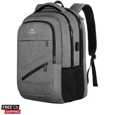 Mochila para computadora portátil de 17 pulgadas con puerto USB - Bolsa gris aprobada por la TSA Foto 1 de 4