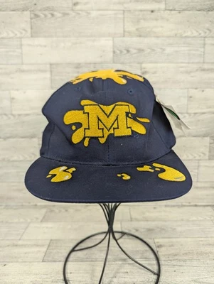 Boné Michigan Wolverines novo com etiquetas alça vintage meninos jovens crianças azul anos 90 - Imagem 1 de 4
