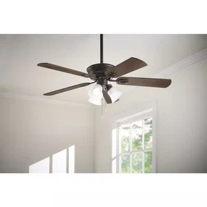 Hampton Bay Glendale III 52 LED Indoor Matte Black Ceiling Fan Light Pull Chains - Picture 1 of 9