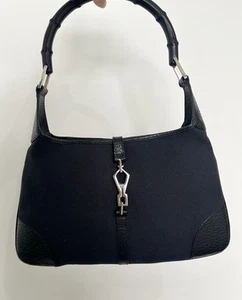 GUCCI Jackie Shoulder Bag With Bamboo Handle Dustbag Black Womens - Picture 1 of 11