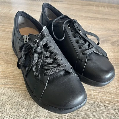 ZIERA Solar XF Black Leather Flats Sneakers Laces & Zip Up Sz 37 EU 6.5-7 US - Image 1 of 4