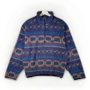 Chaqueta polar de colección The North Face para hombre L azul estampado tribal 1/4 cremallera hecha en EE. UU. - Imagen 1 de 15
