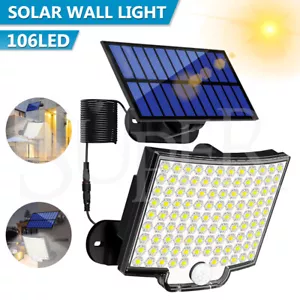 Split 106 LED Solar Motion Sensor Light Outdoor Garden Wall Security Flood Lamp - Picture 1 of 12