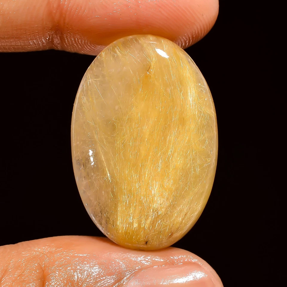 28.50 Cts Genuine Golden Rutile Quartz Loose Gemstone Oval Cabochon 29X19X6 mm - Image 1 of 4