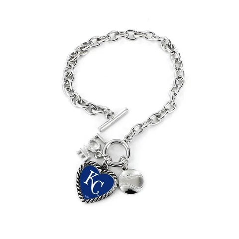 Kansas City Royals Charmed Bracelet Love & Football [NEW] Wrist Jewelry Charm Cover