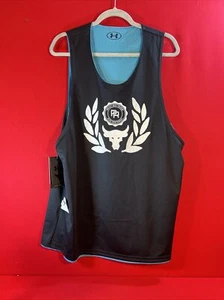 UNDER ARMOUR PROJECT ROCK REVERSIBLE MESH TANK 1377442-433 GLACIER BLUE/BLK Sz L - Picture 1 of 8