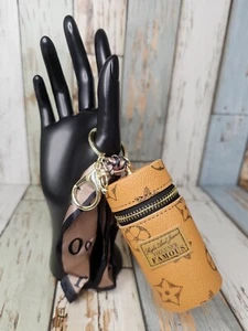 Leather Mini Keychain Charm Bucket Lipstick Bag Handbag Backpack Pendant Storage - Picture 1 of 3