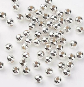 Spacer Beads 4mm Smooth Round Silver Plated Hollow 100 200 500 1000 - Picture 1 of 2