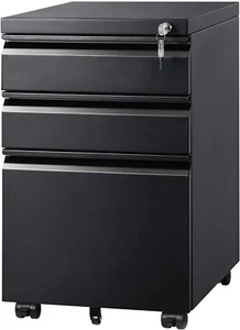 3 Drawer Mobile File Cabinet under Desk Office, Fully Assembled except Casters, - Picture 1 of 8