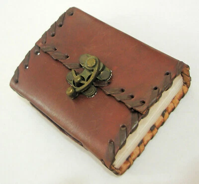 Handmade Leather Mini Journal Small Pocket Diary Vintage Blank Writing Notebook - Image 1 of 4