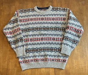 Vintage Knit Sweater XL 90s Y2K Authentic Issue Grandpa Geometric - Picture 1 of 5