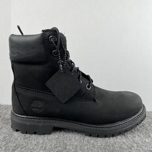 Timberland Stivali Donna Nero Impermeabili Nubuck 6” Premium 8658A Taglia 6 NUOVI