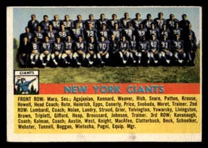 Tarjeta Topps 1956 de los New York Giants #113 de los New York Giants (sin pliegues) - Imagen 1 de 2