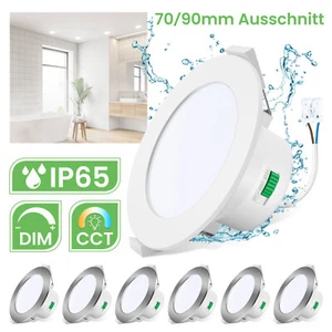 70/90mm LED Einbaustrahler IP65 3CCT Dimmbar Flach Decke Einbauleuchten Bad Spot - Bild 1 von 16