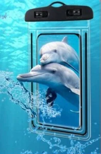 Funda de móvil impermeable para playa/natación/buceo con marco negro - Imagen 1 de 3