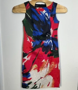 Lafayette 148 NY Etuikleid Gr. 4 abstraktes Muster schwarz rot blau ärmellos - Bild 1 von 10