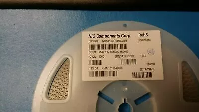(4000) NCST100FR150GTRF NIC, Res Metal Strip 1W 0.15ohm 1% 300ppm SMD 2512 ROHS - Image 1 of 4