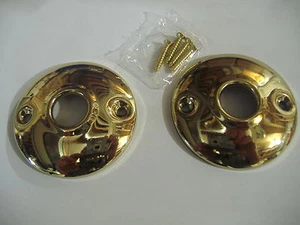 LOT OF TWO BRASS FINISH ROSETTES ESCUTCHEON PLATES RINGS - Picture 1 of 2
