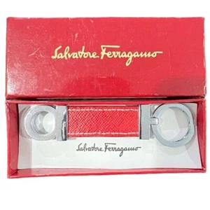 Salvatore Ferragamo Key Ringe Red Leather Holder NEW IN BOX - flaw - Picture 1 of 3
