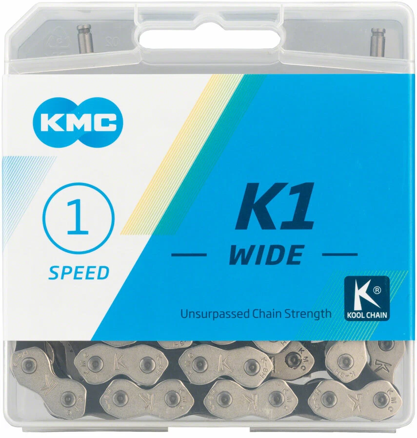 Corrente larga KMC K1 Kool 1/8" prata/preto 112L - Novo modelo K710 - Imagem 1 de 1