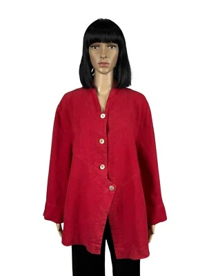 OSKA Linen Red Jacket Asymmetrical Avant Garde size 2 - Image 1 of 4