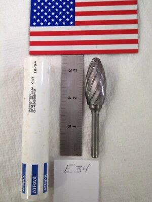 1 NEW ATRAX 1/4" SHANK CARBIDE BURR. SH-7NF. ALUMINUM CUT.  USA MADE  (E34) - Image 1 of 3